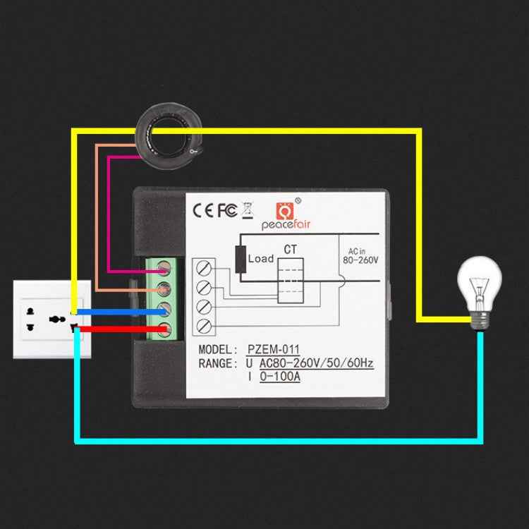 peacefair PZEM-011 AC Digital Display Multi-function Voltage and Current Meter Electrician Instrument, Host + Closed CT, Host + Opening CT