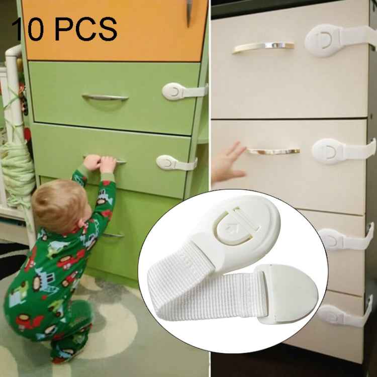 10 PCS/Lot Child Lock Protection Of Children Locking Doors For Children Safety Kids Plastic Lock, 10 PCS White