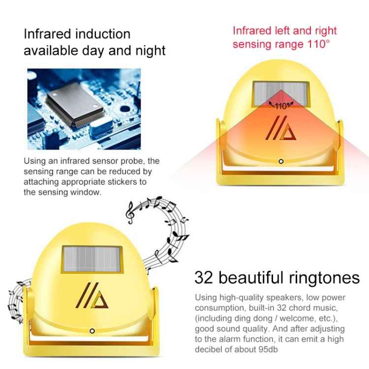 Wireless Intelligent Doorbell Infrared Motion Sensor Voice Prompter Warning Door Bell Alarm