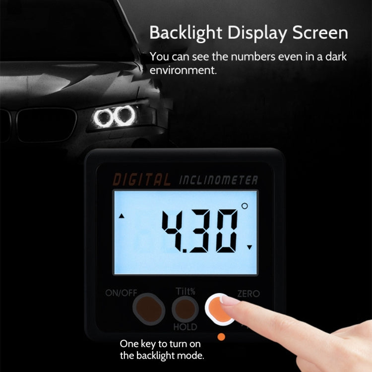 Inclinomètre électronique de précision à affichage numérique IP54, rapporteur d'angle 4 x 90 degrés