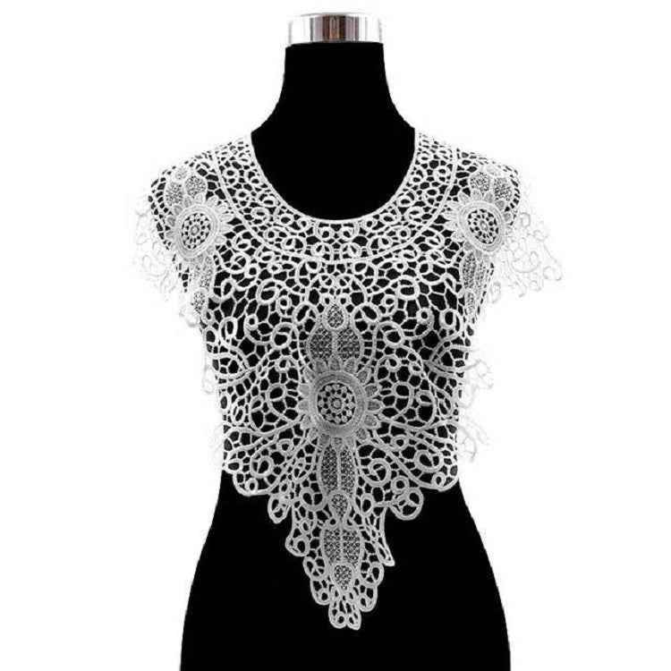 Lace Embroidery Hollow Fake Collar DIY Clothing Accessories, Size: About 55 x 47cm, Red, Beige, Black, Light Brown, White