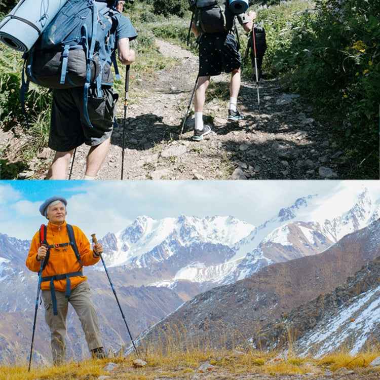 NECASIL Three-section Aluminum Alloy Straight Handle Retractable Trekking Trekking Pole, Three-section (Black), Three-section (Red), Three-section (Blue), Three-section (Silver), Three-section (Purple), Three-section (Gold)