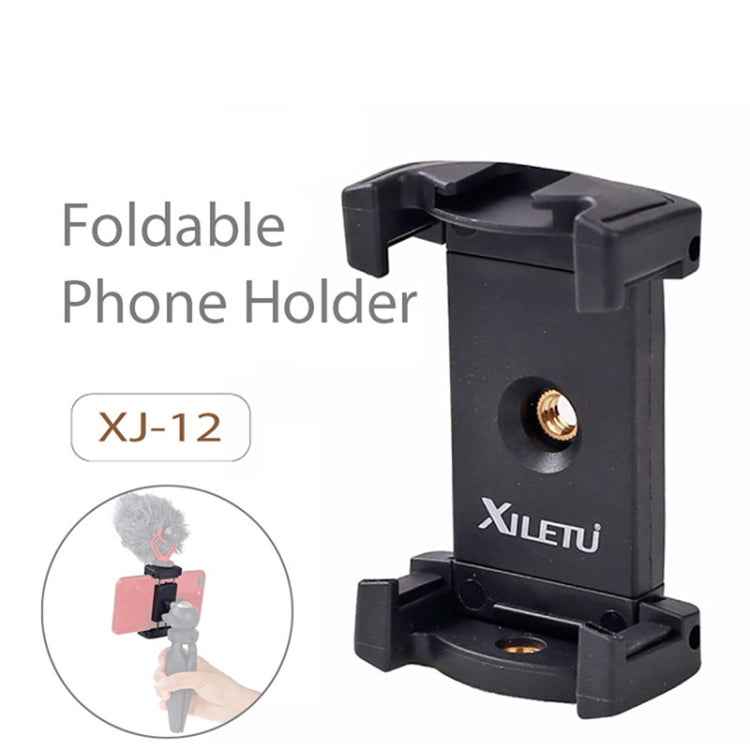 Xiletu Xj-12 Live Broadcast Bracket Fixing Clip Tripod Mount Phone Clamp with 1/4 inch Screw Holes & Cold Shoe Base