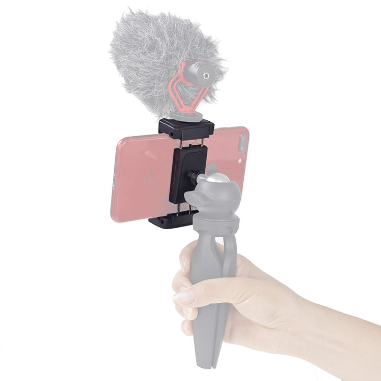Xiletu Xj-12 Live Broadcast Bracket Fixing Clip Tripod Mount Phone Clamp with 1/4 inch Screw Holes & Cold Shoe Base