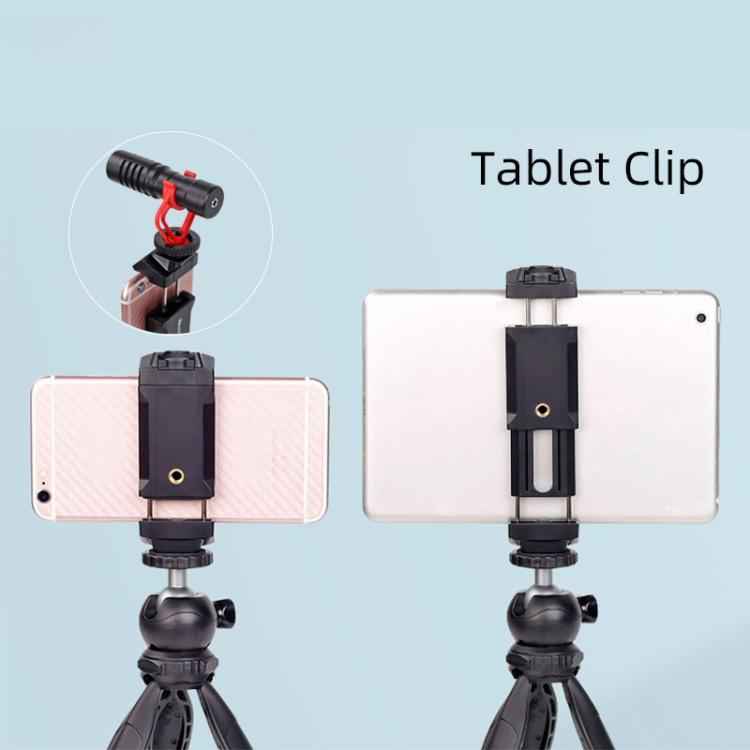 Live Broadcast Tripod Mount Phone Clamp with 1/4 inch Screw Holes & Cold Shoe Base