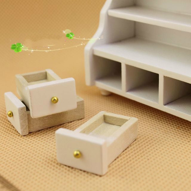 Dollhouse Mini Furniture Bathroom White Short Cabinet Towel Cabinet Model, Mini Furniture Bathroom