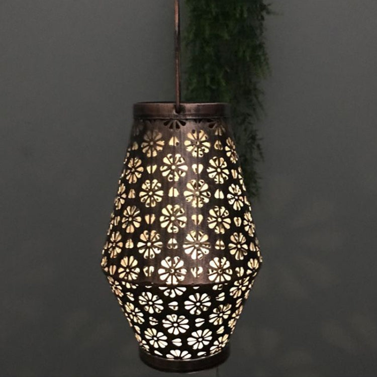 Outdoor Solar Wrought Iron Lantern Garden Decoration Light LED Pendant Lamp