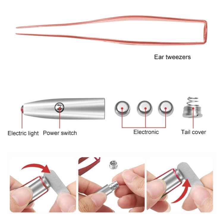 3 PCS Visible Light Ear Spoon Tool Tweezers