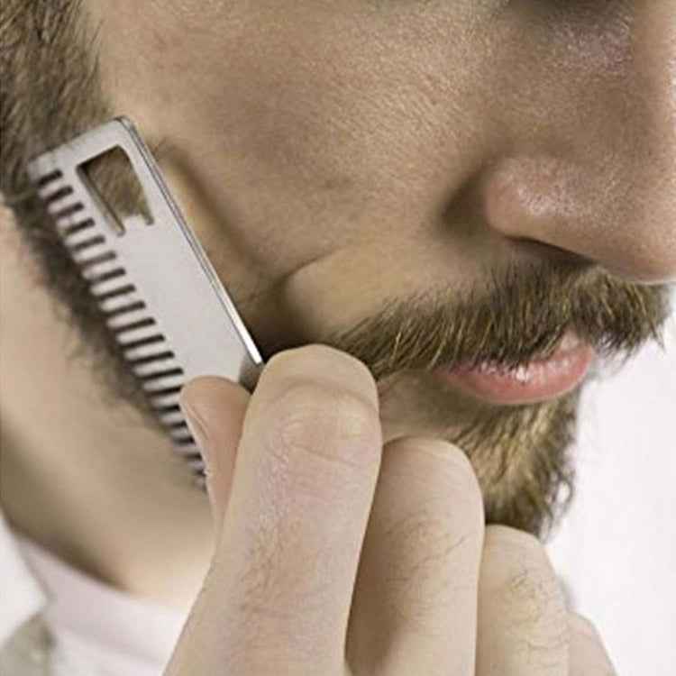Metal Hair Beard Comb with Bottle Opener Multi-purpose Credit Card Size Tool, Metal