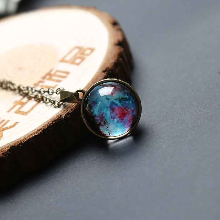 Double-sided Glass Globe Solar Cosmic Starry Necklace Galaxy Pendant