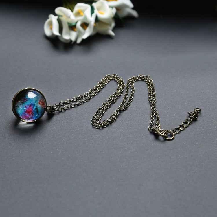 Double-sided Glass Globe Solar Cosmic Starry Necklace Galaxy Pendant