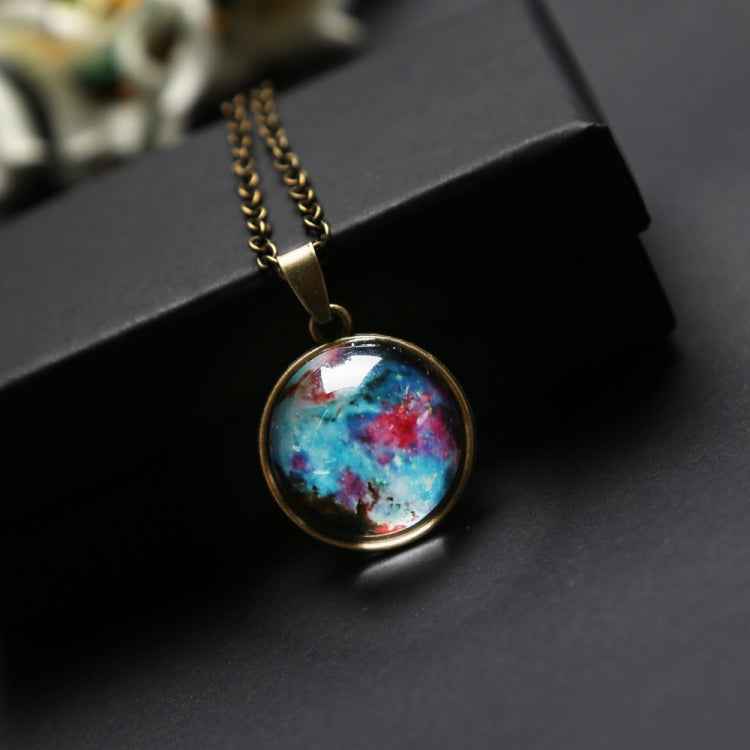 Double-sided Glass Globe Solar Cosmic Starry Necklace Galaxy Pendant