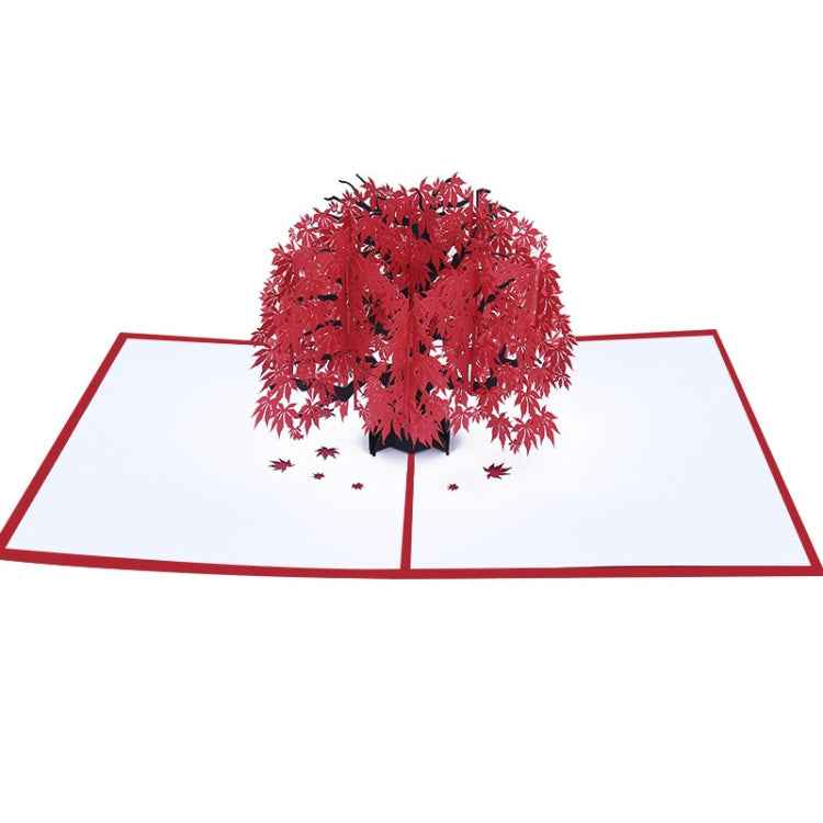 Three-Dimensional Maple Tree Greeting Card Birthday Greeting Card Red Maple Leaf 3d Card