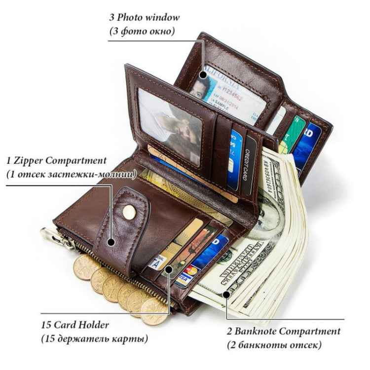 Men Leather Wallet Smart Bluetooth Antimagnetic RFID Anti-Lost Anti-Theft Multi-Function Coin Purse