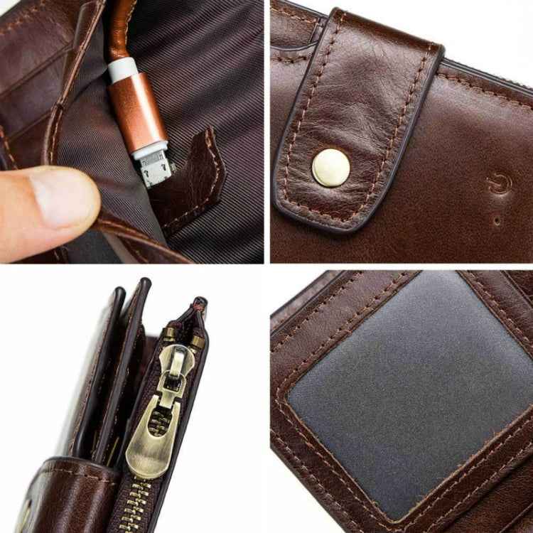 Men Leather Wallet Smart Bluetooth Antimagnetic RFID Anti-Lost Anti-Theft Multi-Function Coin Purse