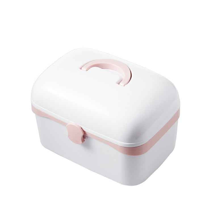 Multifunctional Dustproof Jewelry Cosmetic Plastic Box Household Portable Medicine Box Case, S 24x16.5x14cm, L 27.5x19x18cm