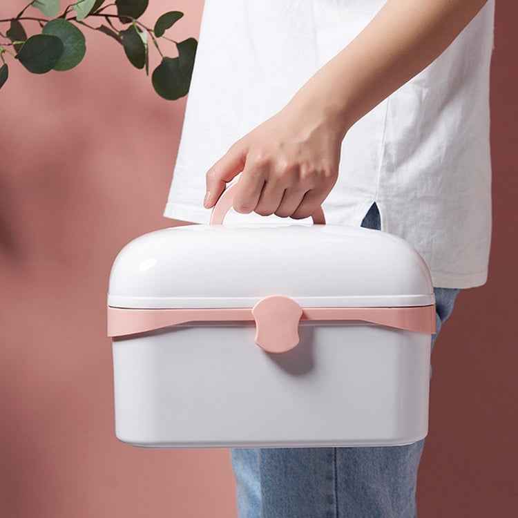 Multifunctional Dustproof Jewelry Cosmetic Plastic Box Household Portable Medicine Box Case, S 24x16.5x14cm, L 27.5x19x18cm