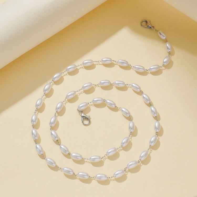 Mask Anti-Lost Lanyard Necklace Simple Oval-Shaped Pearl Mask Glasses Chain