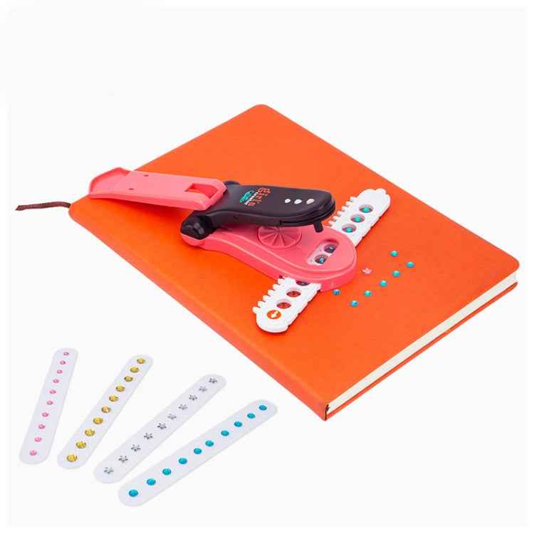 Girl Pretend Play Toy Sticker Diamond Pieces Nailing Machine