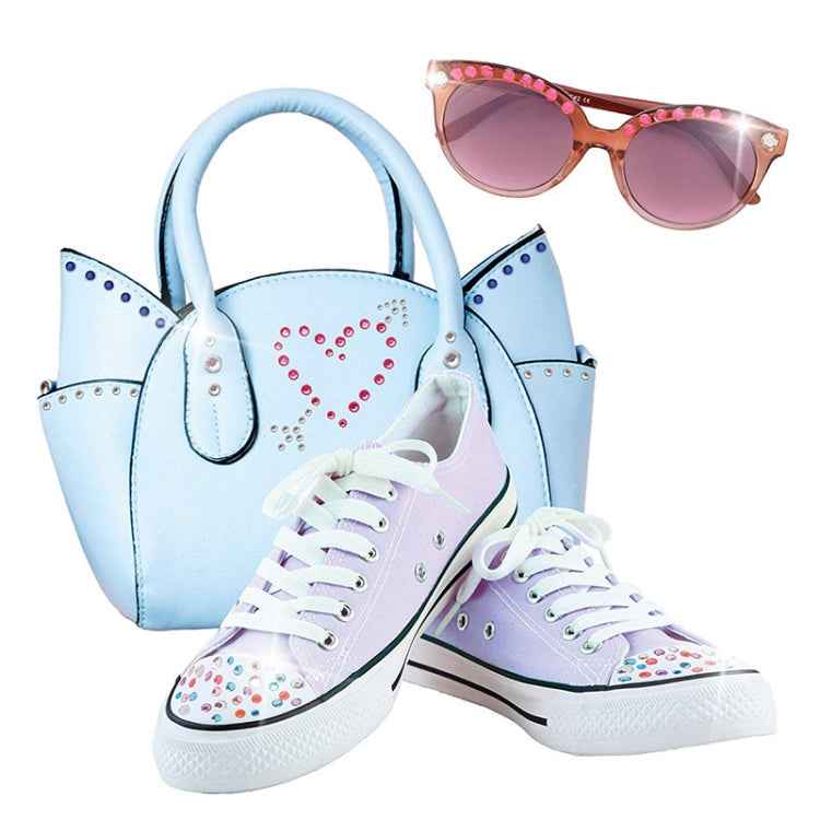 Girl Pretend Play Toy Sticker Diamond Pieces Nailing Machine