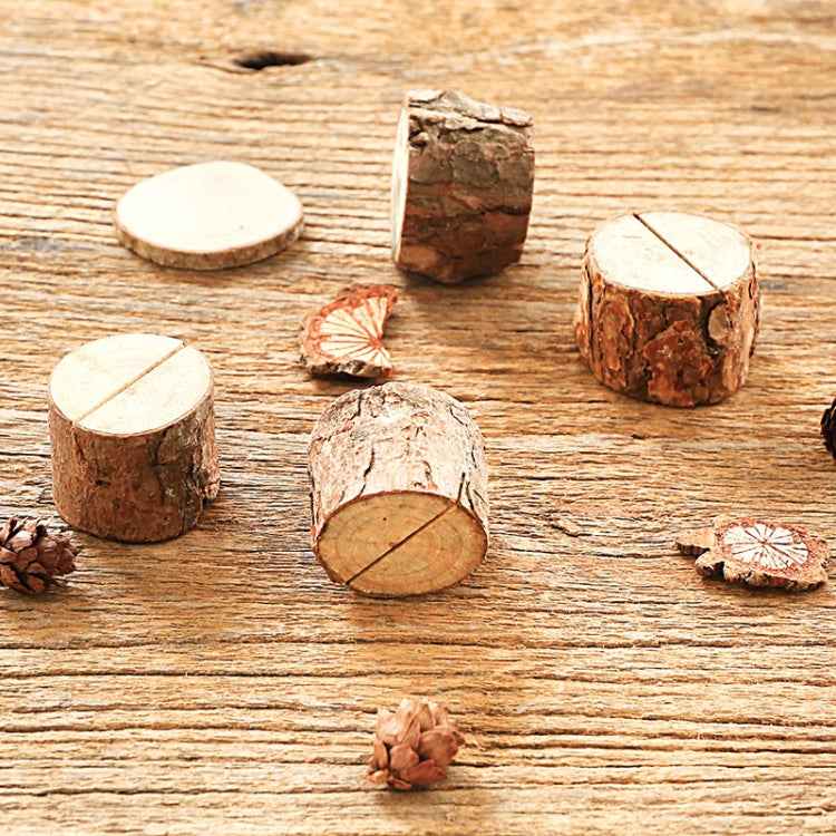 Wooden Stump Shape Wedding Party Reception Place Card Holder Stand Number Name Table Menu Picture Photo Clip Card Holder