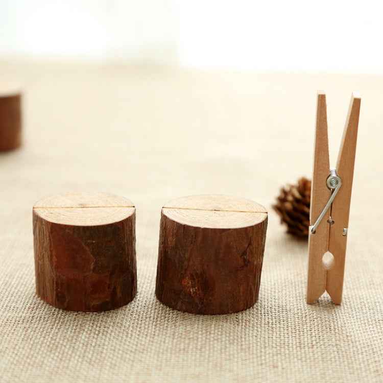Wooden Stump Shape Wedding Party Reception Place Card Holder Stand Number Name Table Menu Picture Photo Clip Card Holder