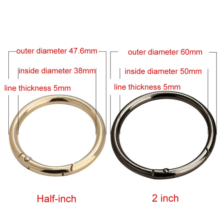 10pcs Zinc Alloy Spring Ring Metal Open Bag Webbing Keychain, Half-inch Silver, 2 inch Light Gold, 2 inch Black, 2 inch Silver, Half-inch Light Gold, Half-inch Black