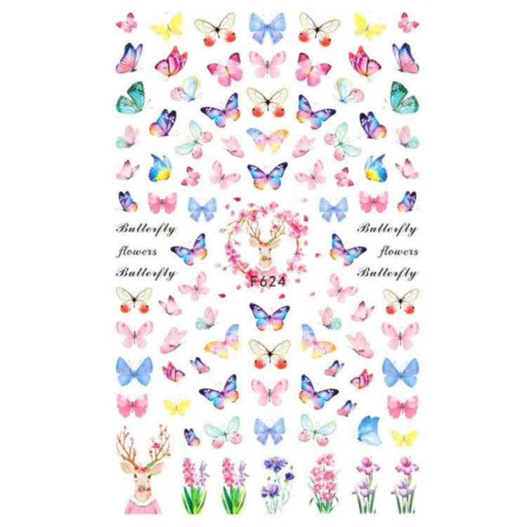 10pcs 3D Adhesive Butterfly Retro Rose Color Nail Art Sticker