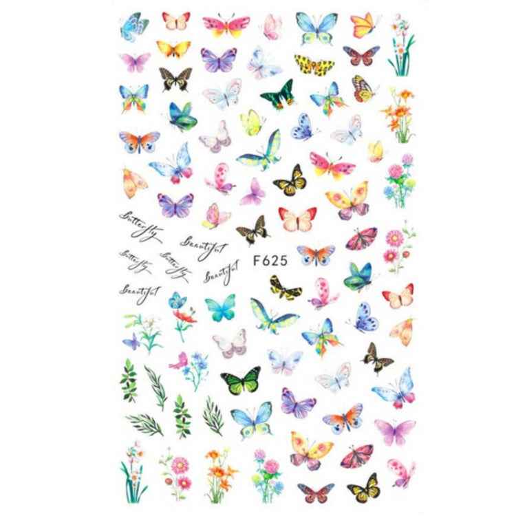 10pcs 3D Adhesive Butterfly Retro Rose Color Nail Art Sticker