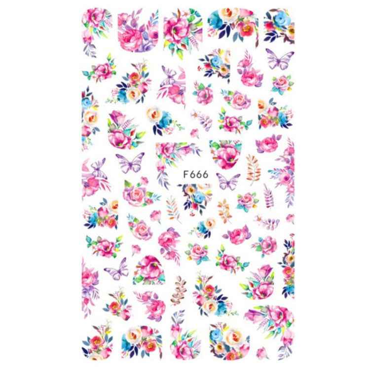 10pcs 3D Adhesive Butterfly Retro Rose Color Nail Art Sticker