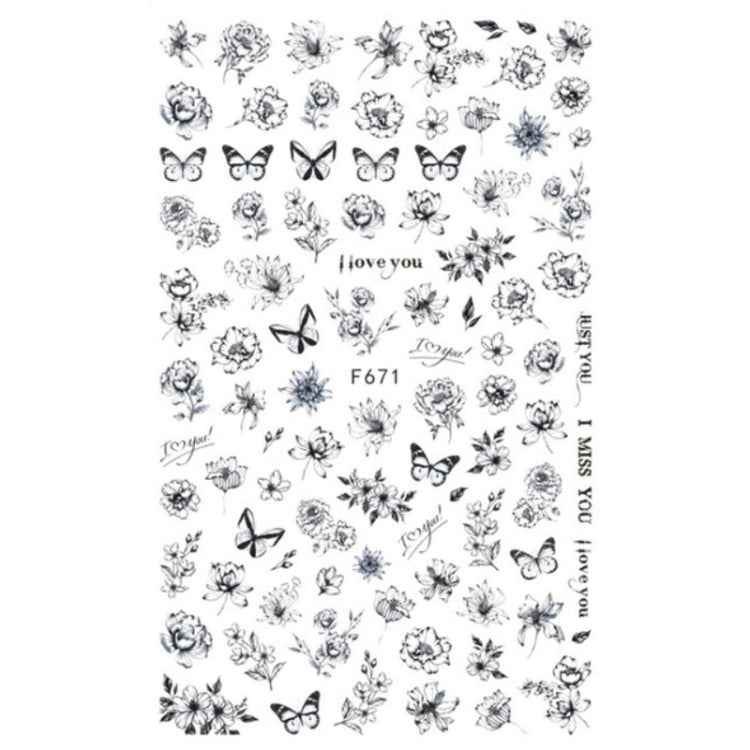 10pcs 3D Adhesive Butterfly Retro Rose Color Nail Art Sticker