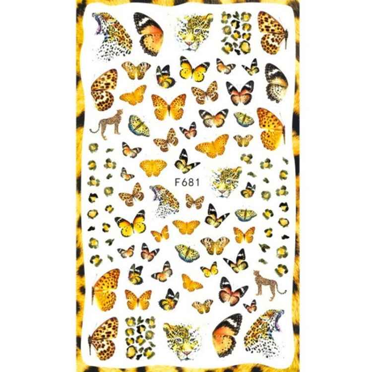 10pcs 3D Adhesive Butterfly Retro Rose Color Nail Art Sticker