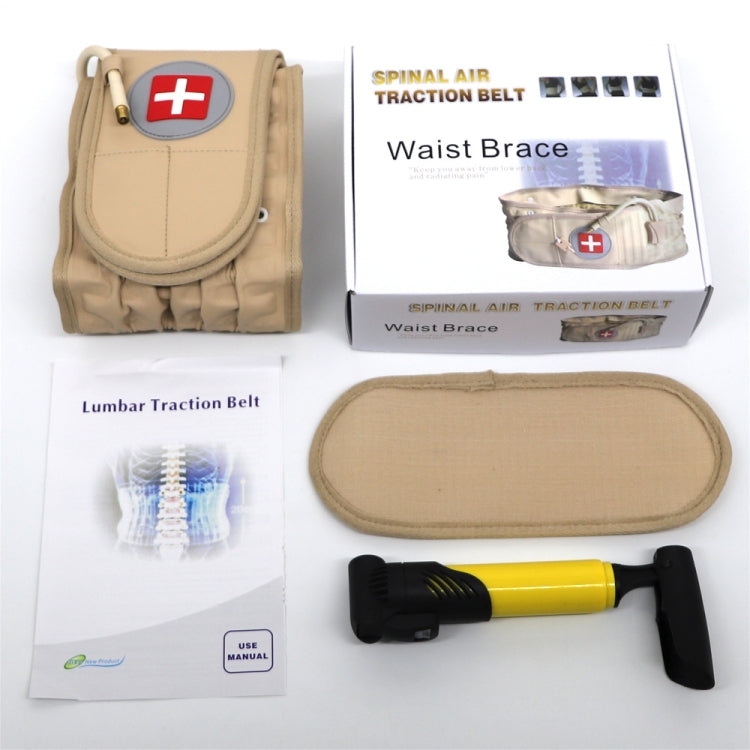 Lumbar Spine Inflated Traction Belt Lumbar Disc Pneumatic Waist Protective Belt, Khaki