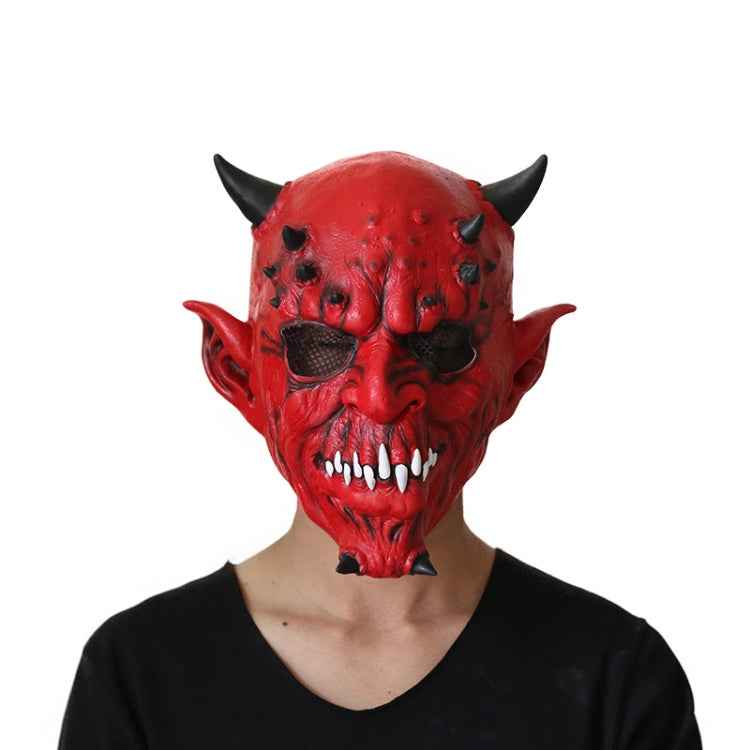Halloween Party Haunted House Bar Hell Ox Horn Monster Horror Headgear Latex Mask