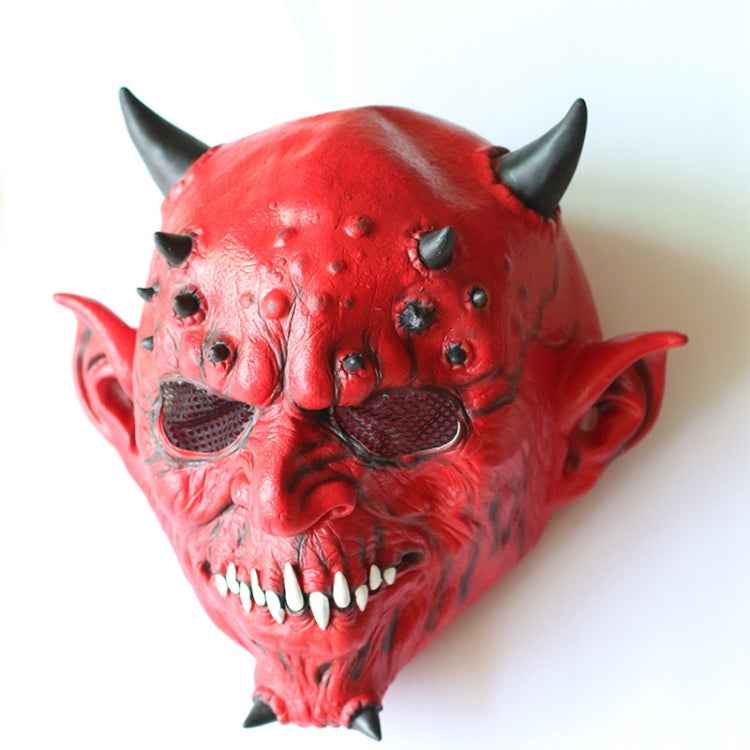 Halloween Party Haunted House Bar Hell Ox Horn Monster Horror Headgear Latex Mask