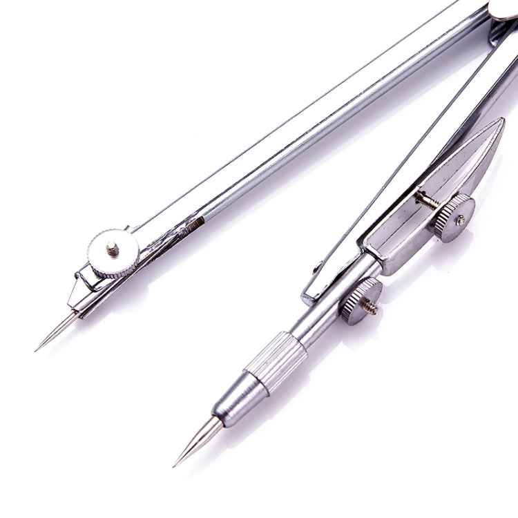 Stainless Steel Student Drawing Compass Math Geometry Tool (Included Box)