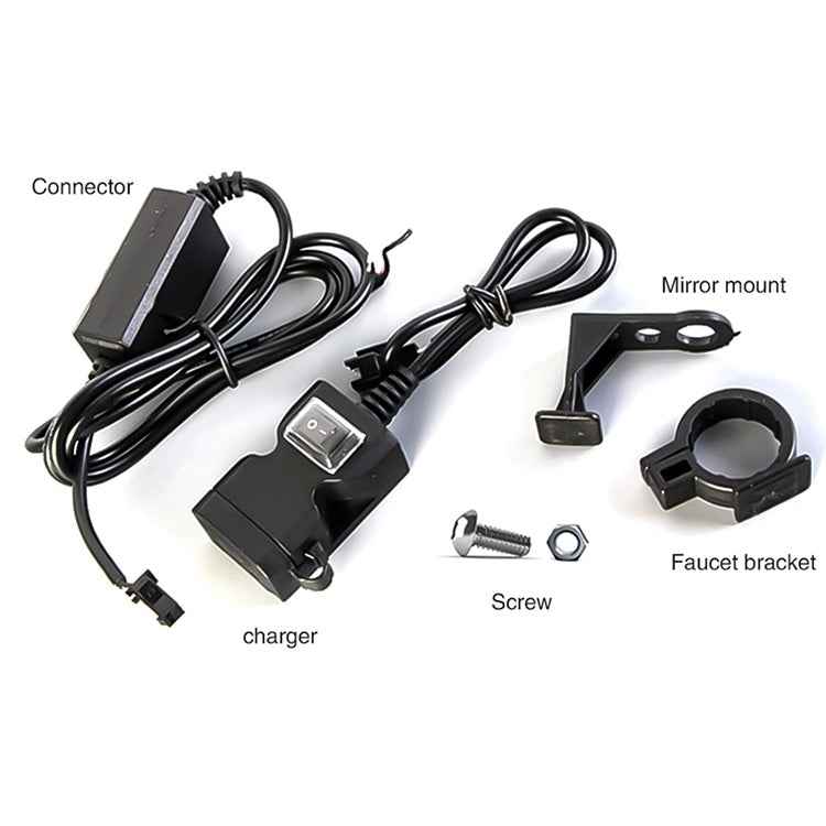 Dual USB Port 12V Waterproof Motorbike Motorcycle Handlebar Charger 5V 1A/2.1A Adapter Power Supply Socket for Phone Mobile, Handlebar Charger