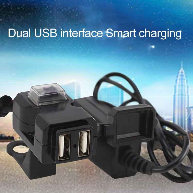 Dual USB Port 12V Waterproof Motorbike Motorcycle Handlebar Charger 5V 1A/2.1A Adapter Power Supply Socket for Phone Mobile, Handlebar Charger