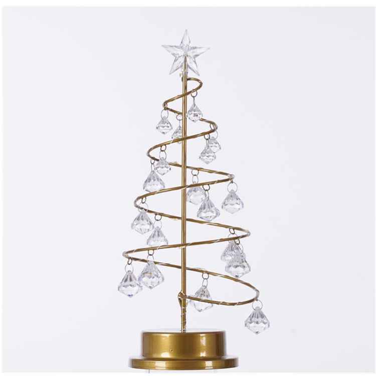 LED Wrought Iron Night Light Crystal Christmas Tree Light Room Decoration Small Table Lamp
