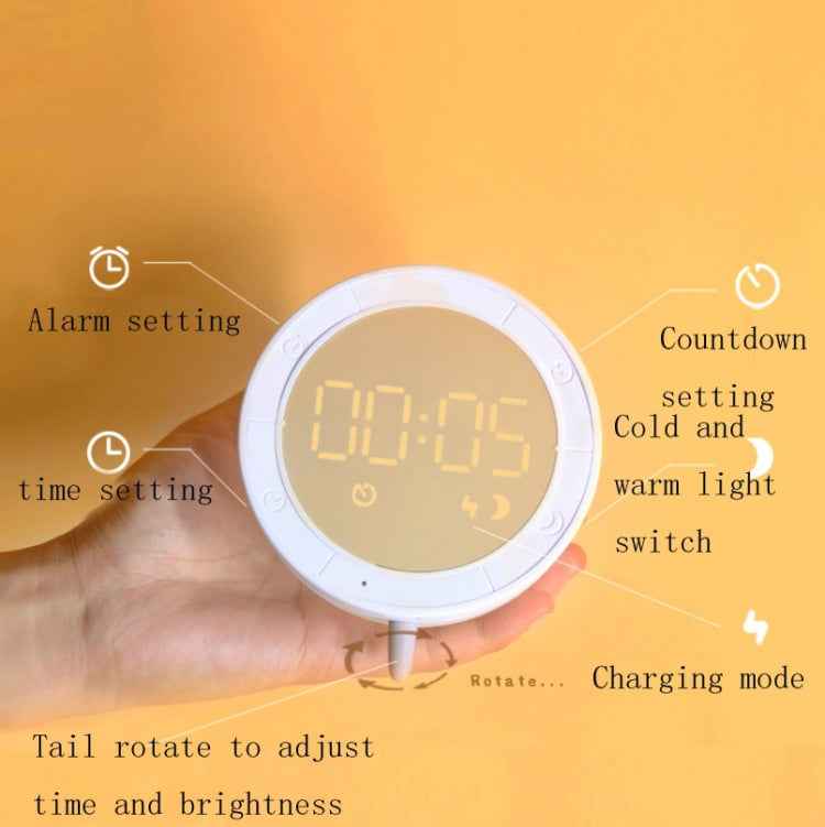 Cute Mouse Silicon Night Light with Electronic Alarm Clock Function Bedside Sleeping Desk Lamp Learning Clock
