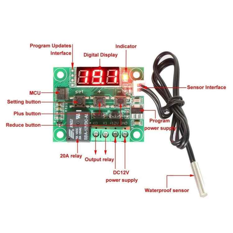DC 12V W1209 Digital Cool/Heat Temp Thermostat Thermometer Temperature Controller On/Off Switch -50-110C+W1209 Case Acrylic Box