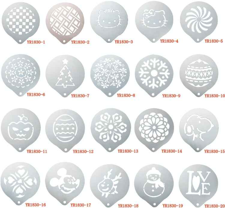 6 PCS Stainless Steel Garland Mold Fancy Coffee Printing Model Coffee Milk Foam Spray Pattern Template Random Style Delivery