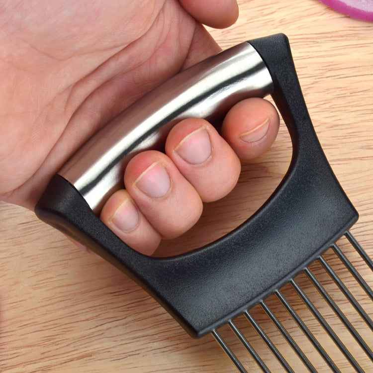 Stainless Steel Onion Fork Holder Pin Kitchen Vegetable Slicing Aid