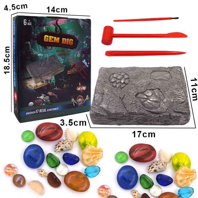 3 PCS Colorful Gemstone Archaeological Treasure Excavation Toy Creative DIY Puzzle Toy
