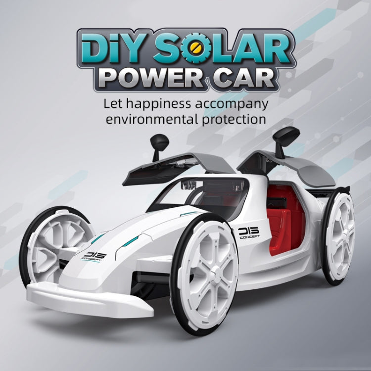 Children DIY Solar Sports Car Toy Science Education Assembled 4-Wheel Electric Drive Model, DIY Solar Sports Car Toy