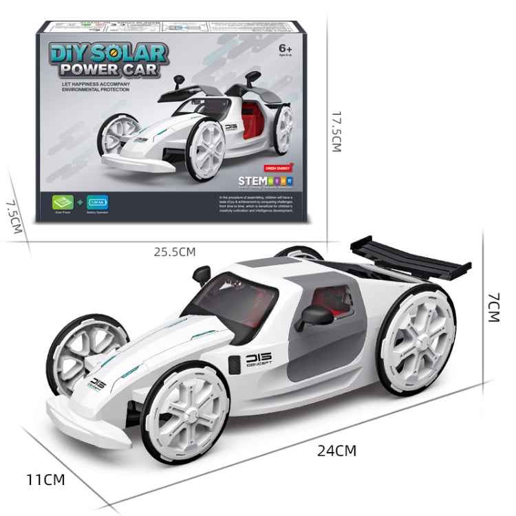 Children DIY Solar Sports Car Toy Science Education Assembled 4-Wheel Electric Drive Model