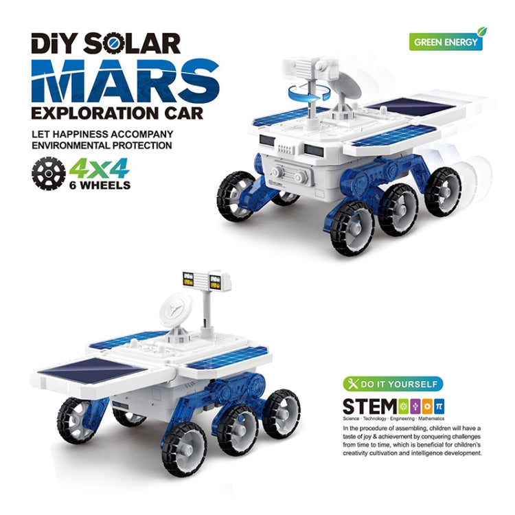 Children DIY Solar Mars Exploration Car Toy Puzzle Science Education Assembled 4-Wheel Drive Electric Model, Solar Mars Exploration Car Toy