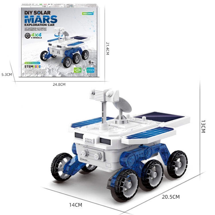 Children DIY Solar Mars Exploration Car Toy Puzzle Science Education Assembled 4-Wheel Drive Electric Model, Solar Mars Exploration Car Toy