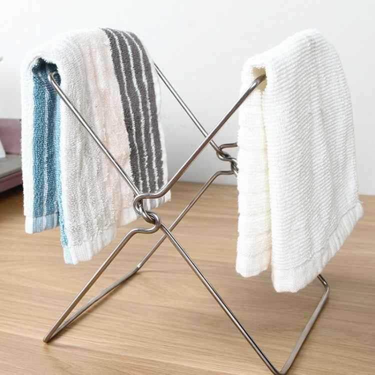 Stainless Steel Kitchen Foldable Storage Rack Plastic Bag Towel Trash Can Holder