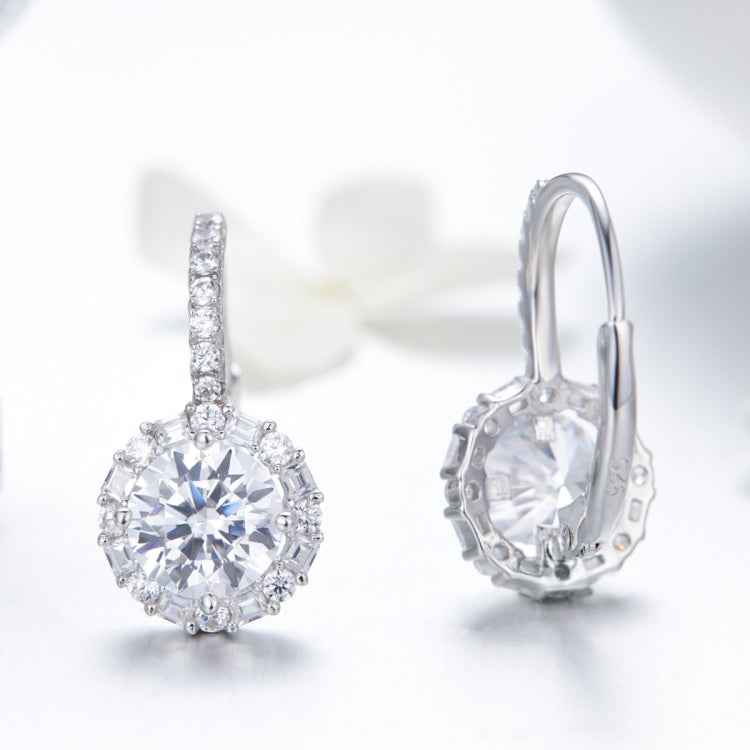 925 Sterling Silver Zircon Round Drop Earrings